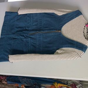 Corduroy dress with shirt.